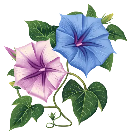 Purple and Blue Morning Glory Flowers