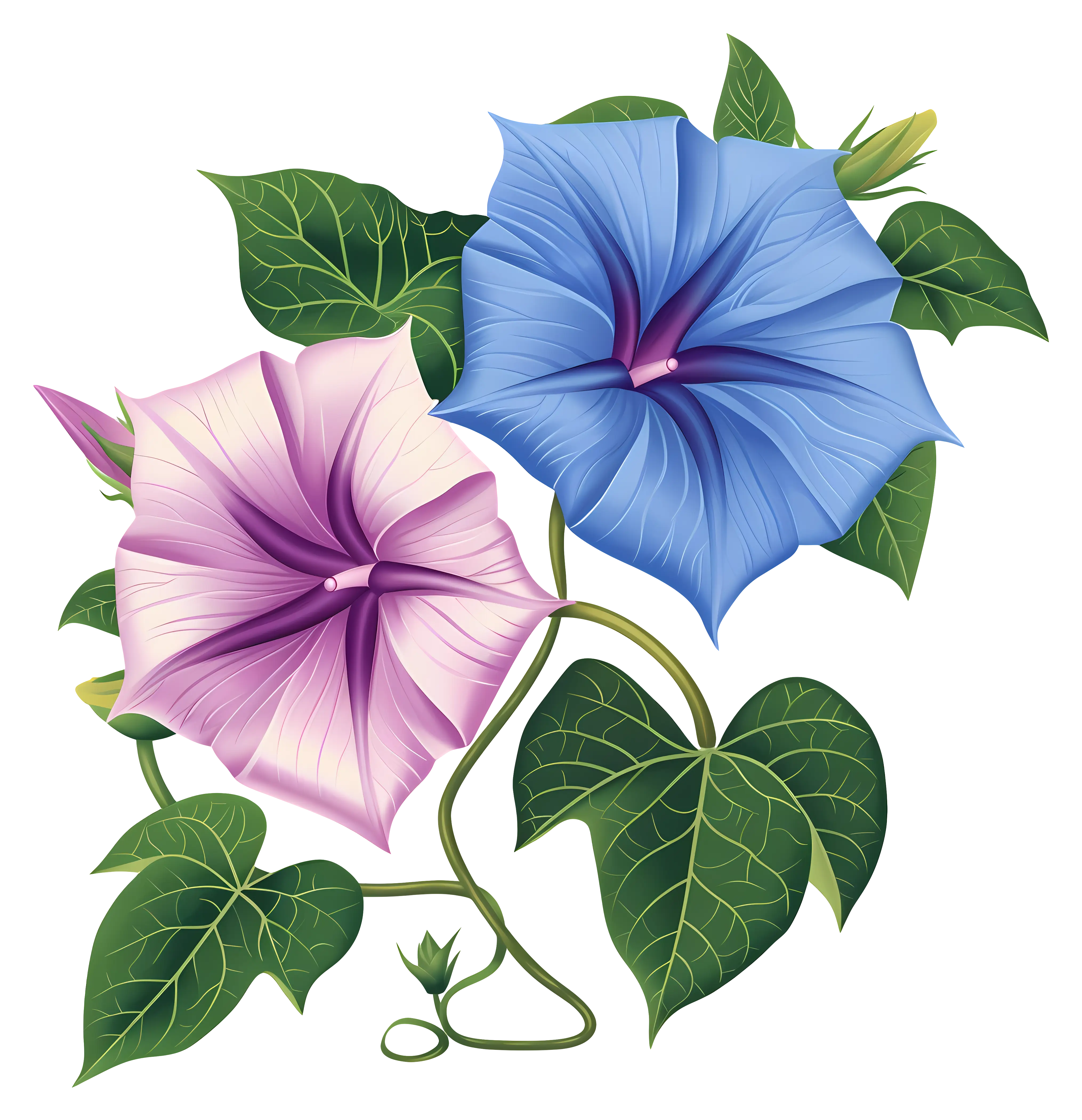 Purple and Blue Morning Glory Flowers