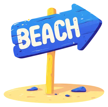 Blue Beach Direction Sign