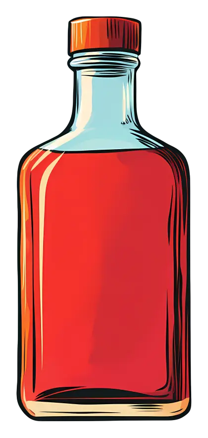 Red Bottle with Liquid