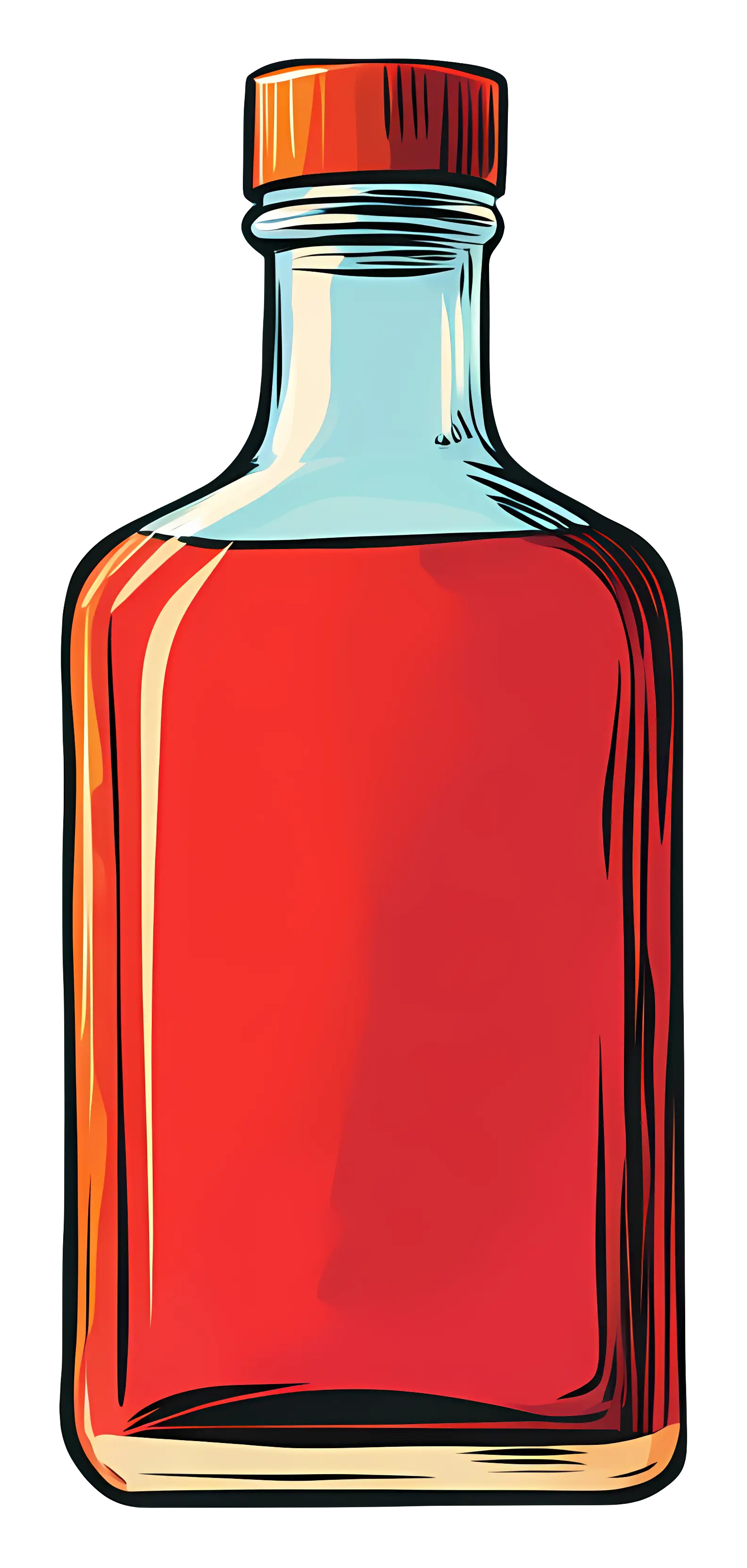 Red Bottle with Liquid