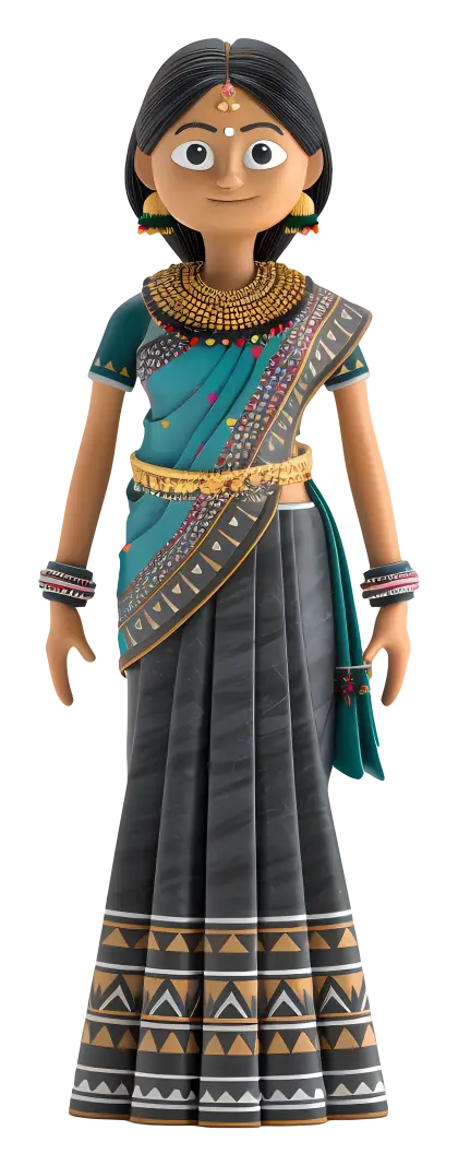 Animated Woman in Traditional Attire
