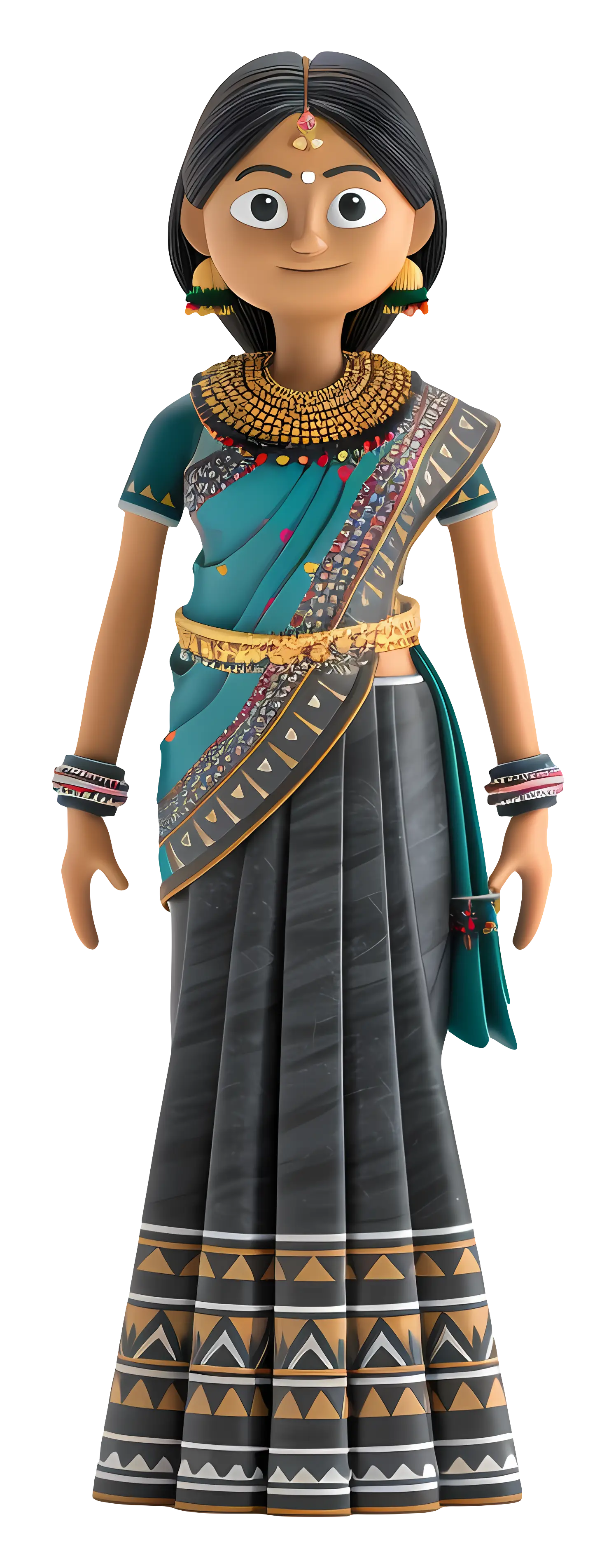 Animated Woman in Traditional Attire