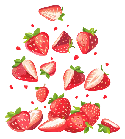 Juicy Fresh Strawberries in Vibrant Illustration