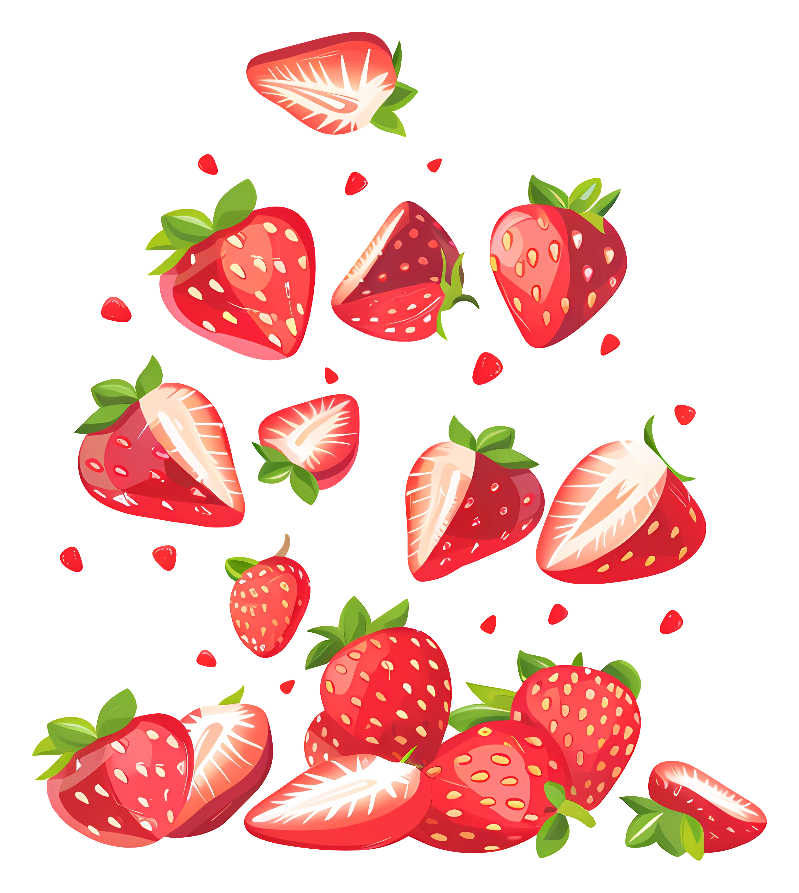 Juicy Fresh Strawberries in Vibrant Illustration
