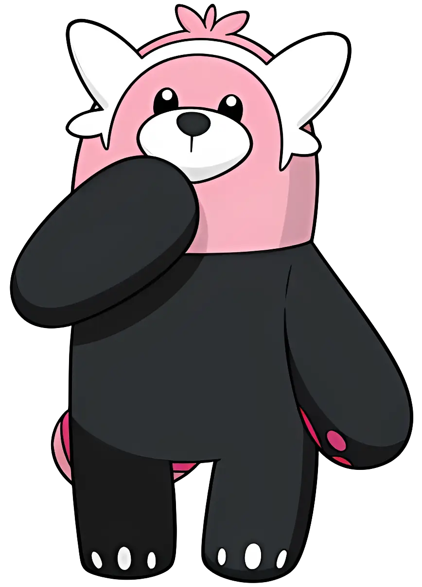 Cute Pink Cartoon Bear Character