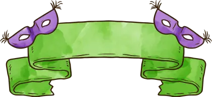 Green Banner with Purple Masquerade Masks