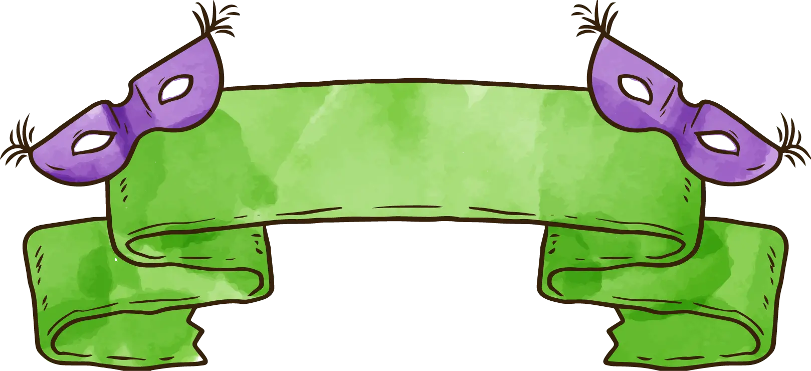Green Banner with Purple Masquerade Masks