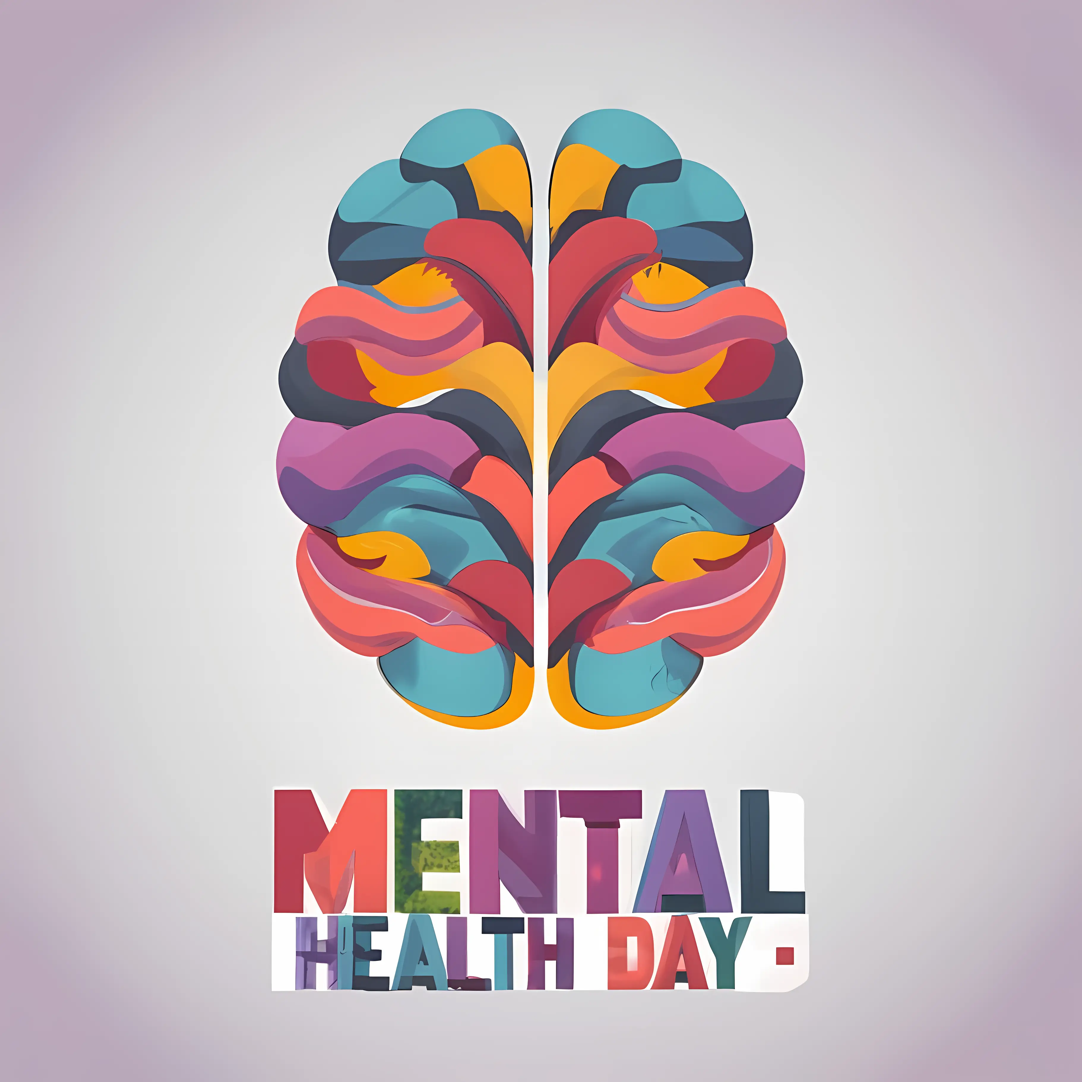 Colorful Brain Illustration for Mental Health Day