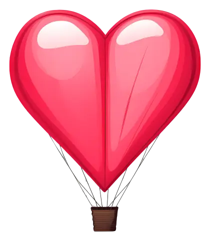 Heart-Shaped Hot Air Balloon Illustration