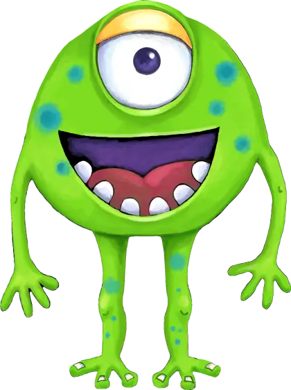 One-Eyed Green Monster Cartoon Character