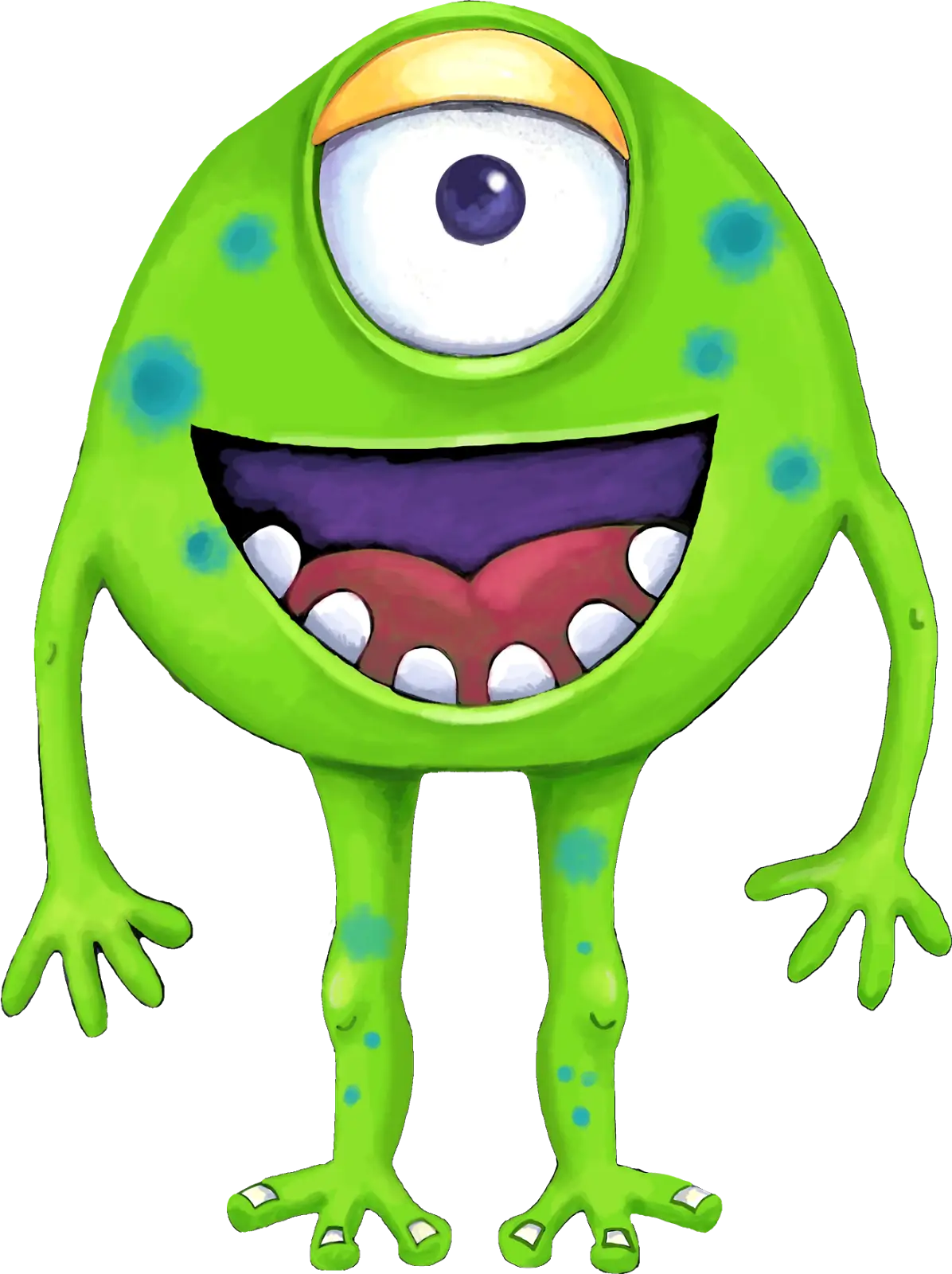 One-Eyed Green Monster Cartoon Character