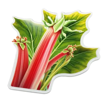 Fresh Rhubarb Stalks with Leaves