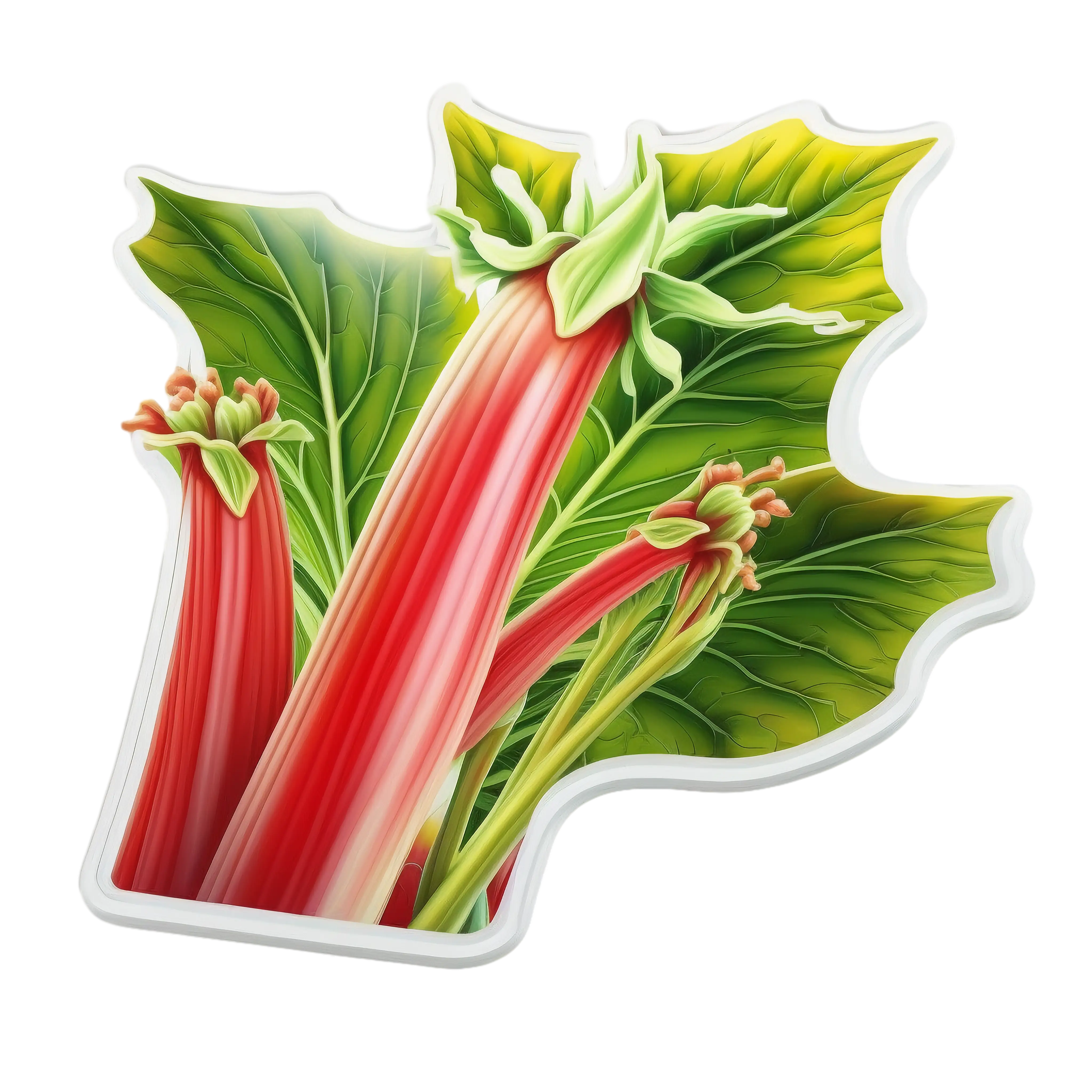 Fresh Rhubarb Stalks with Leaves