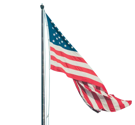 American Flag Waving on Flagpole