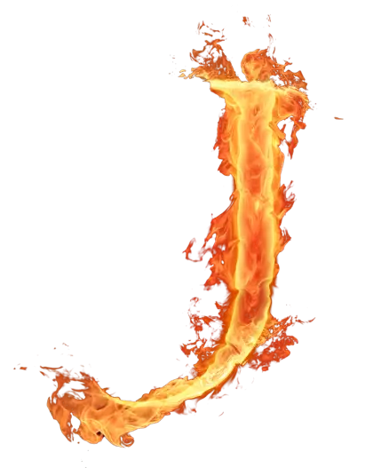 Fiery Letter J Design in Flames