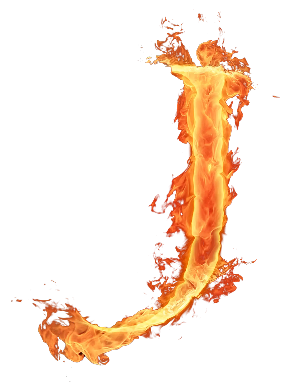 Fiery Letter J Design in Flames