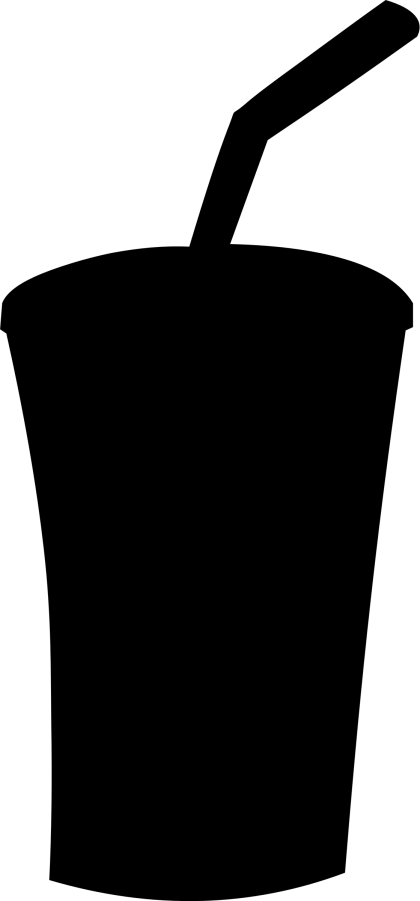Black Silhouette of Drink Cup with Straw