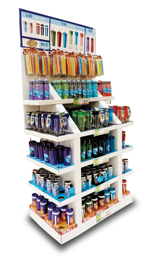 Colorful Store Display with Products