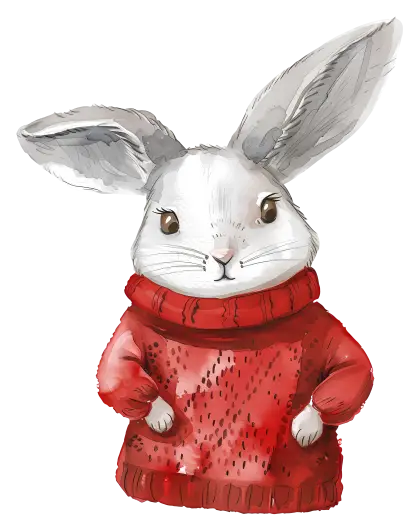 Rabbit in Red Sweater Illustration