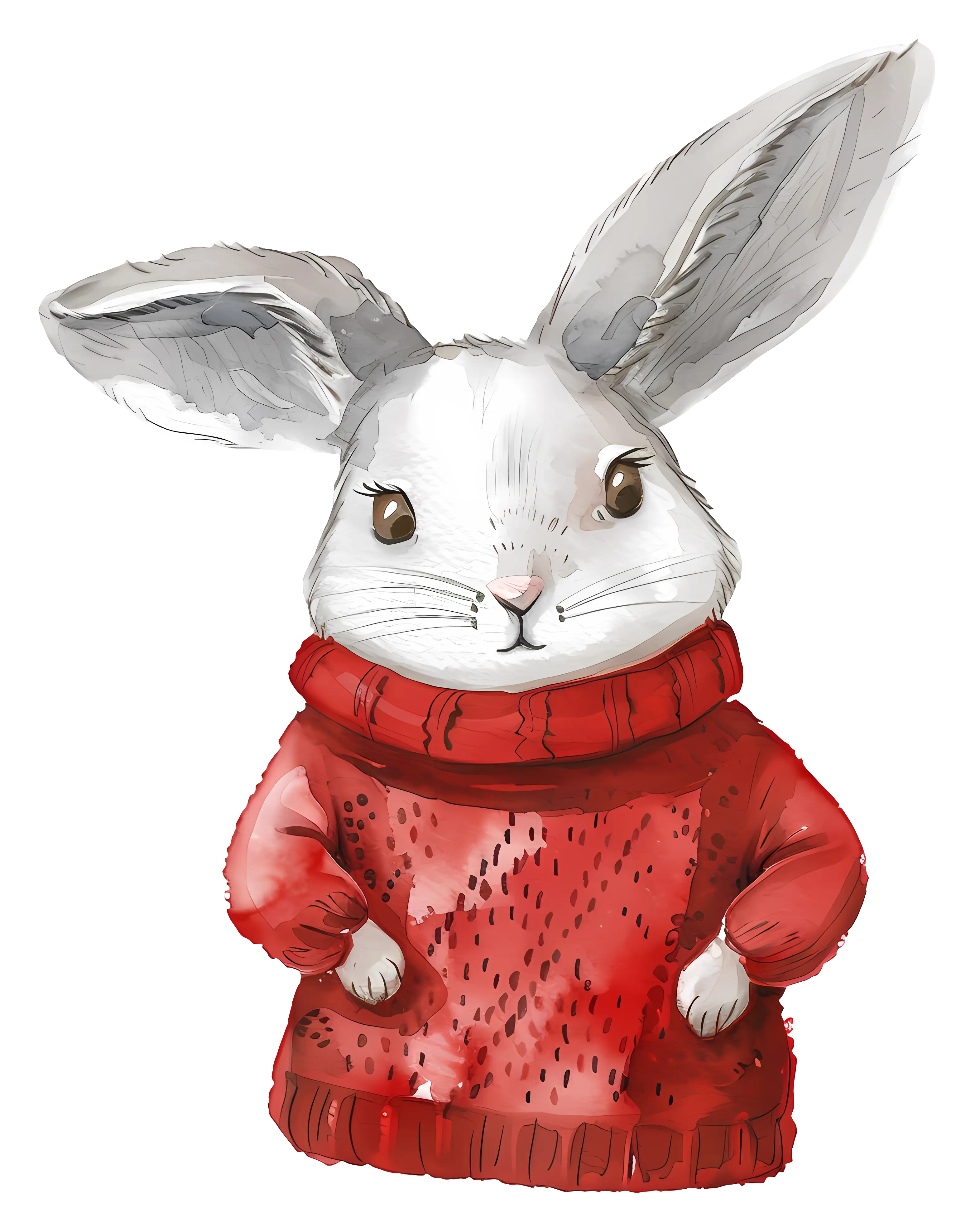 Rabbit in Red Sweater Illustration