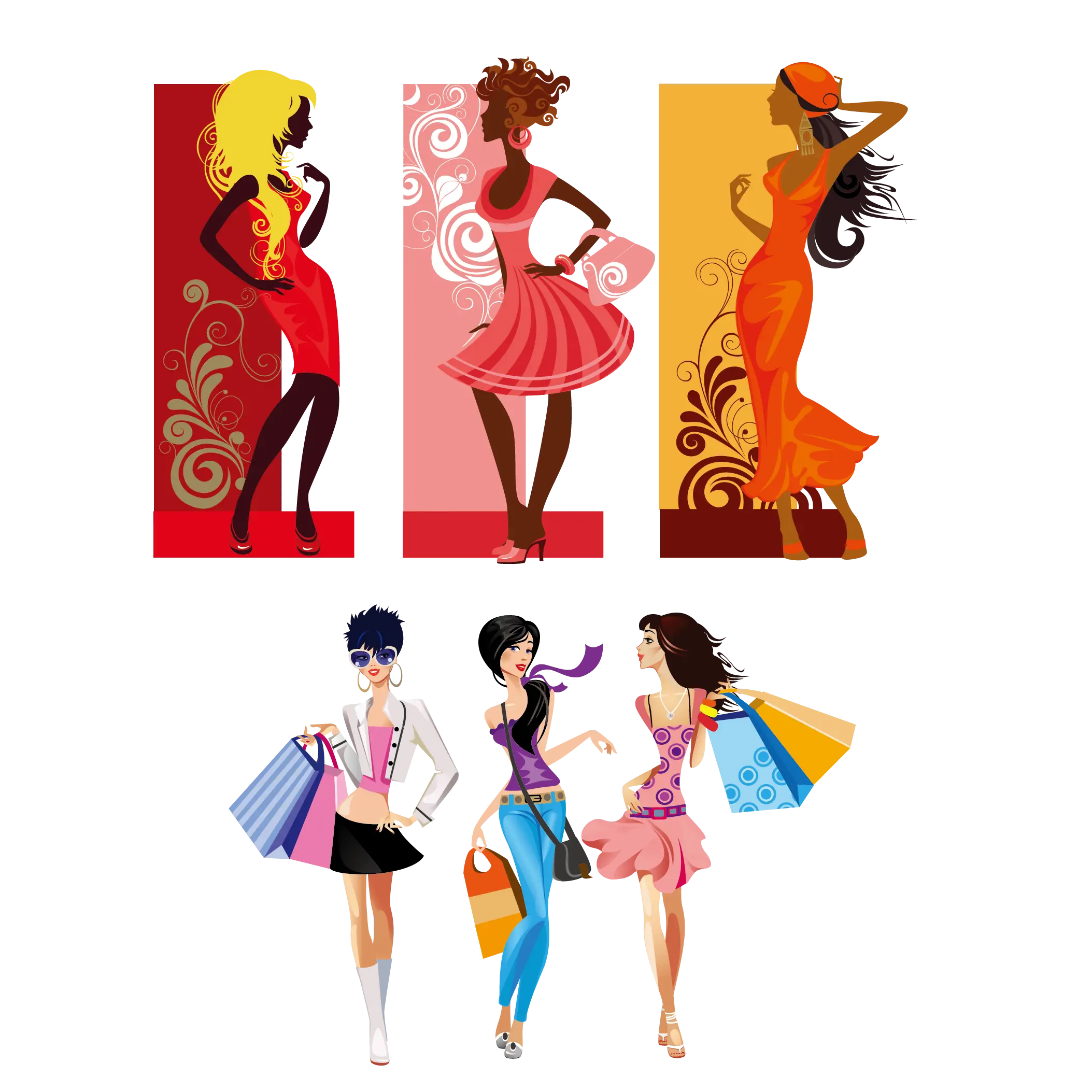 Stylish Fashion Models and Shoppers
