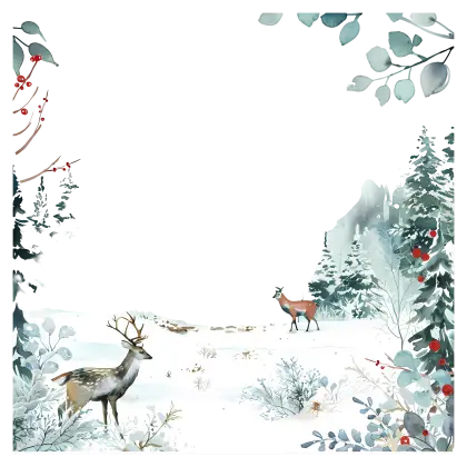 Winter Forest with Deer