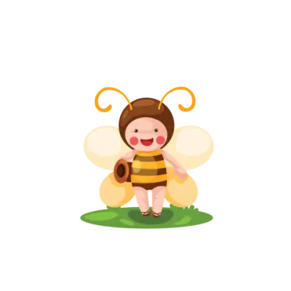 Cartoon Bee Girl on Grass