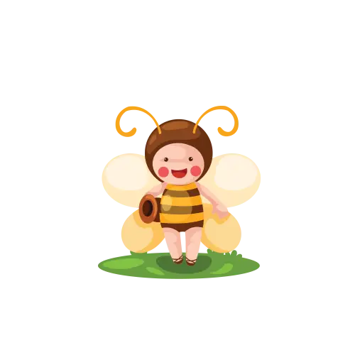 Cartoon Bee Girl on Grass