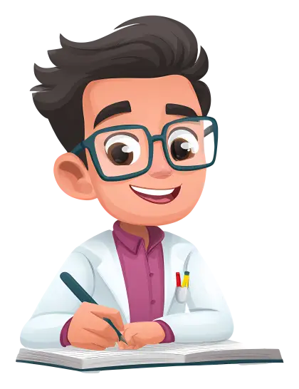 Cartoon Scientist Writing in Notebook