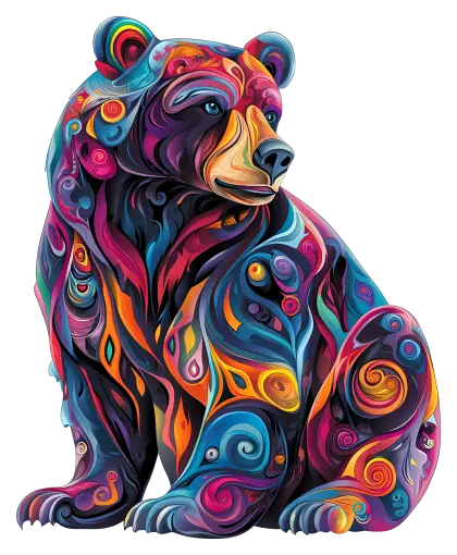 Colorful Bear Art Illustration