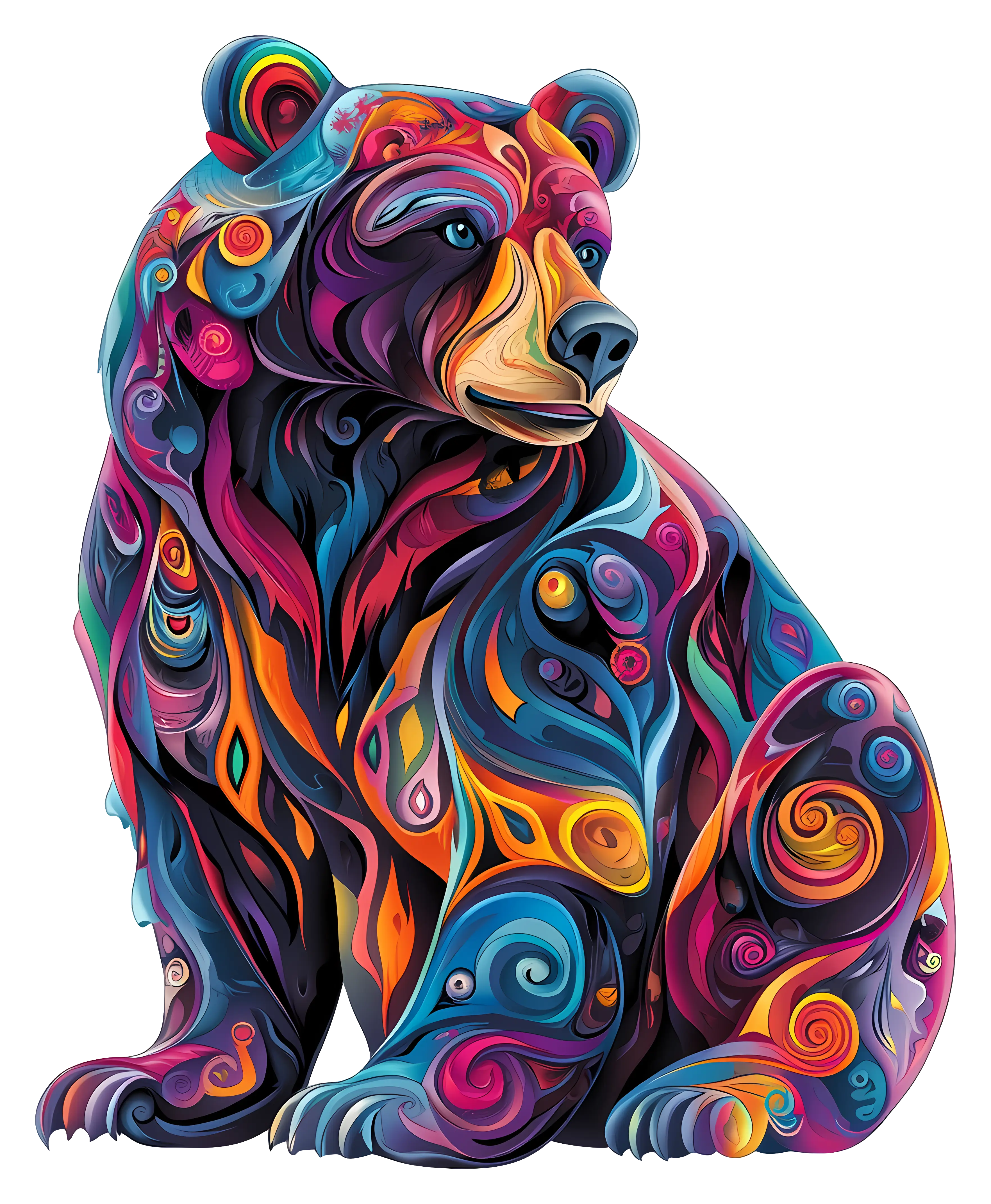 Colorful Bear Art Illustration