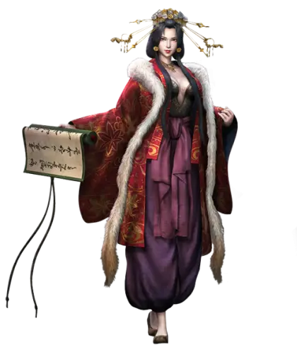 Animated Character in Traditional Clothing with Scroll