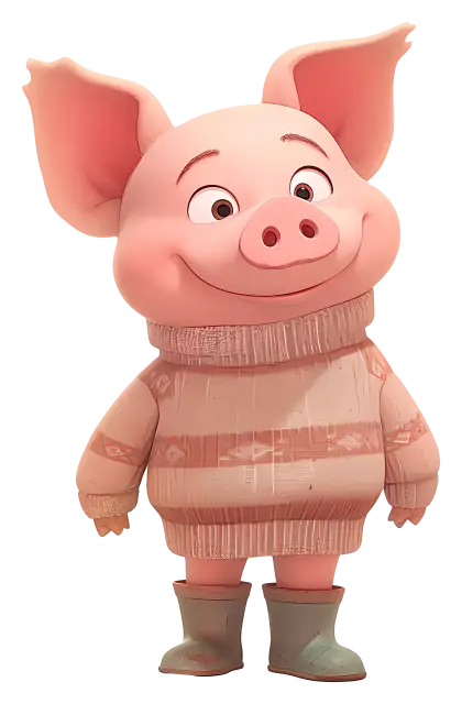 Cute Cartoon Pig in Sweater