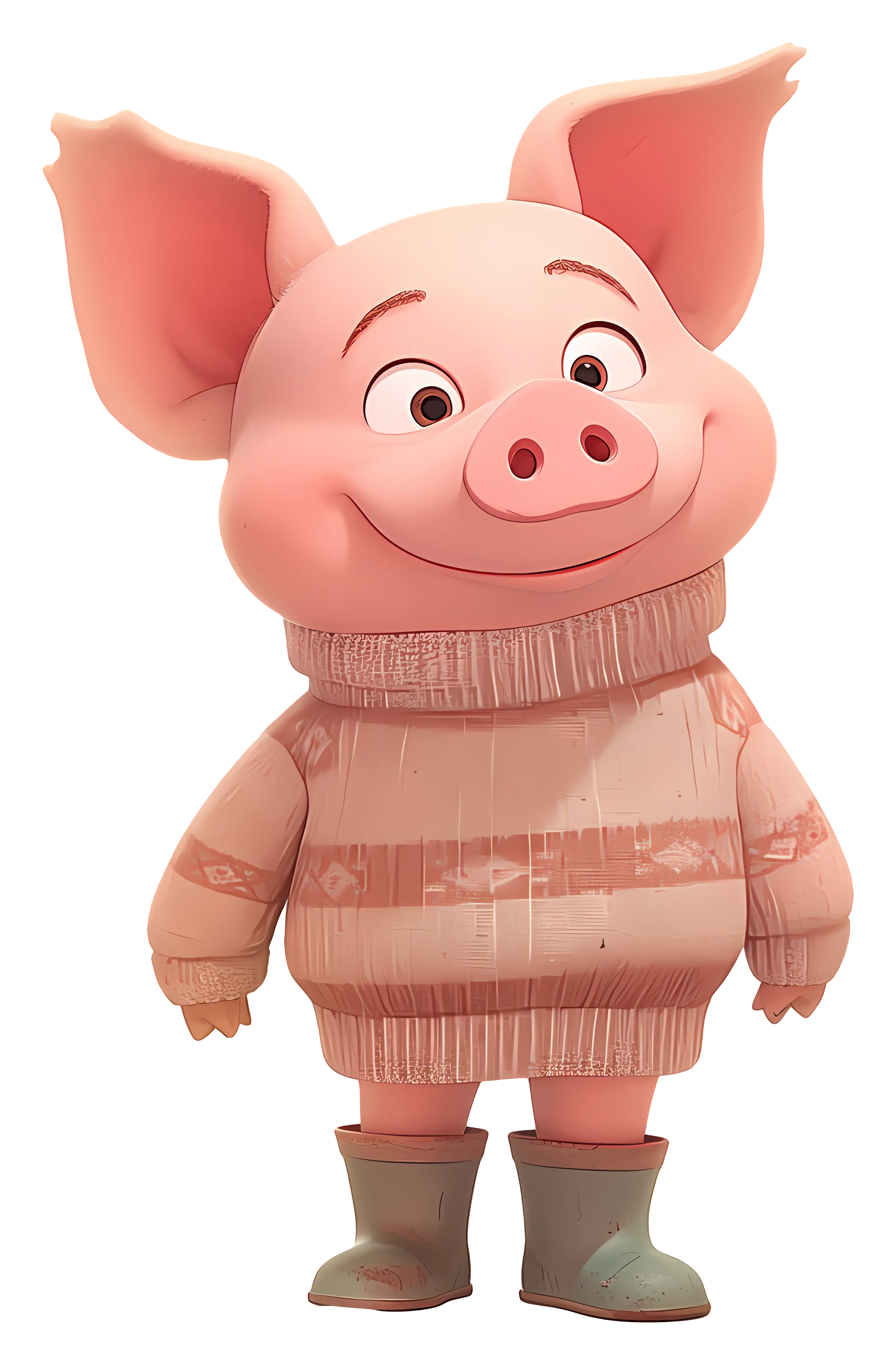 Cute Cartoon Pig in Sweater