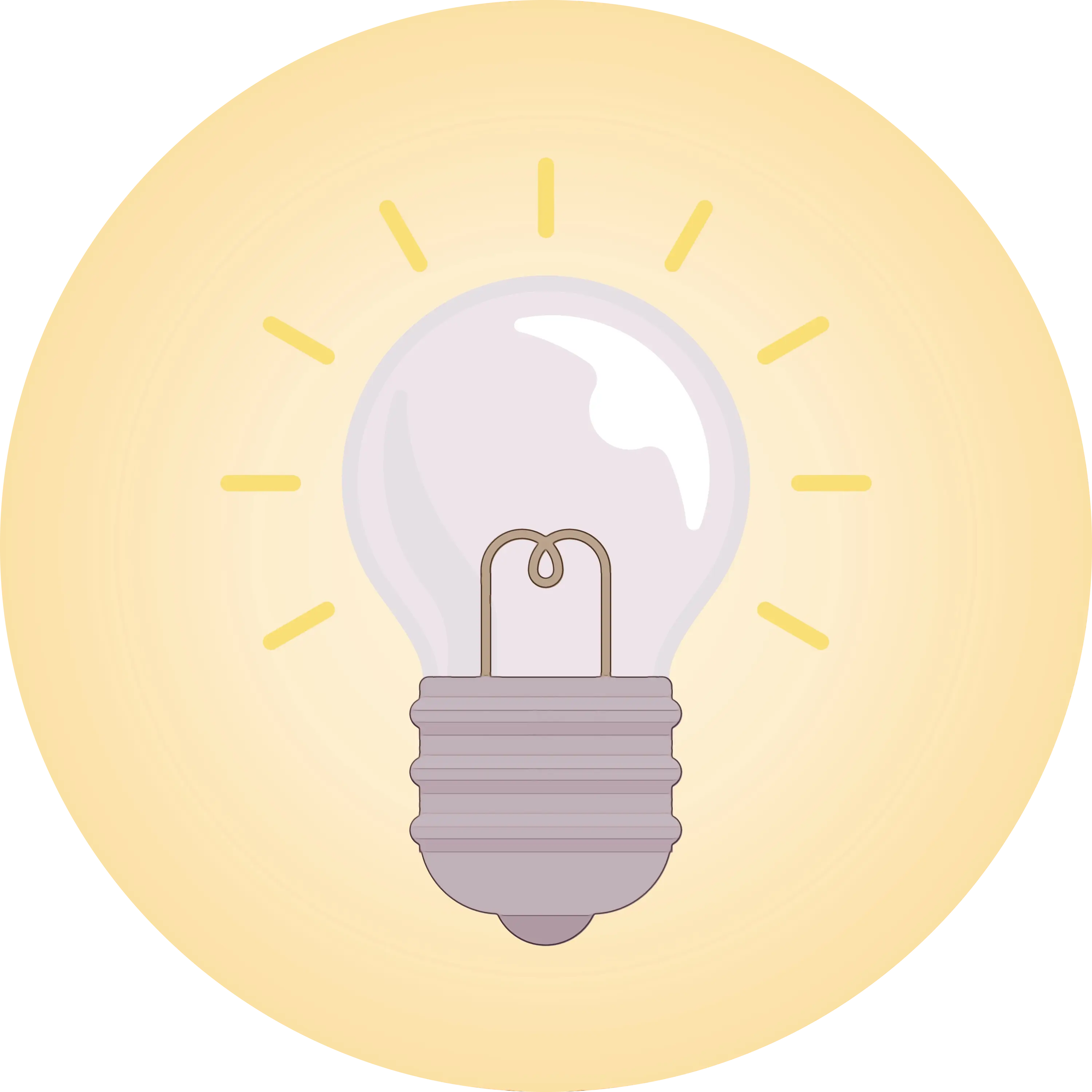 Bright Light Bulb Icon in Yellow