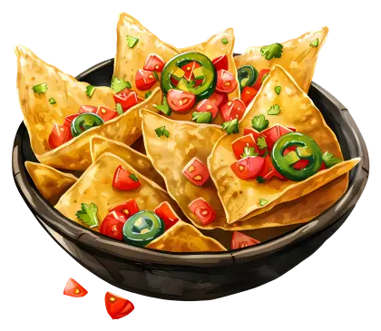 Nachos with Spicy Salsa in a Bowl