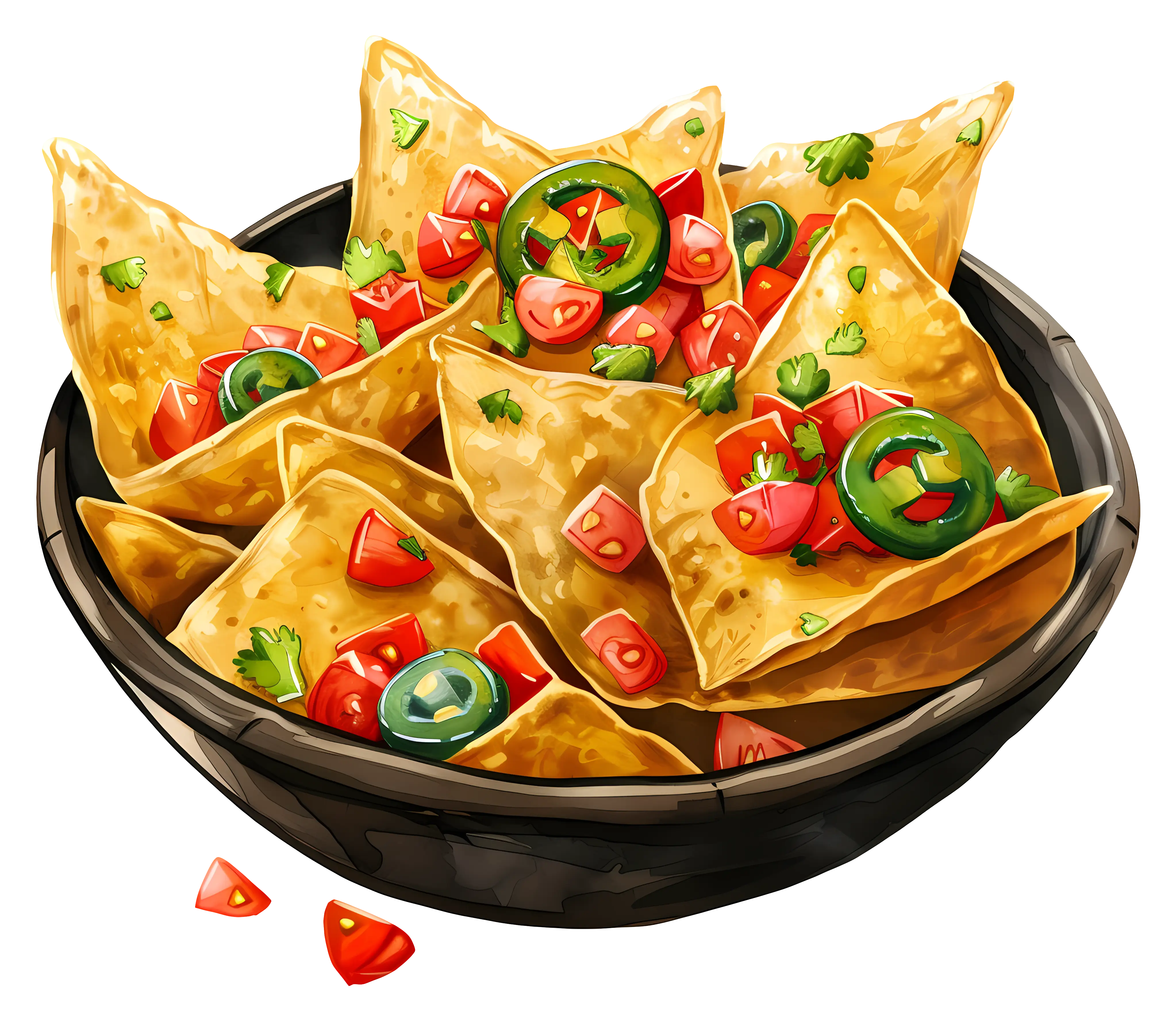 Nachos with Spicy Salsa in a Bowl