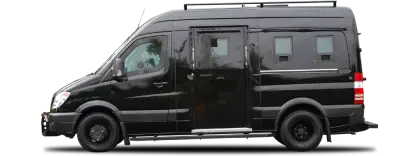 Black Armored Van for Secure Transport