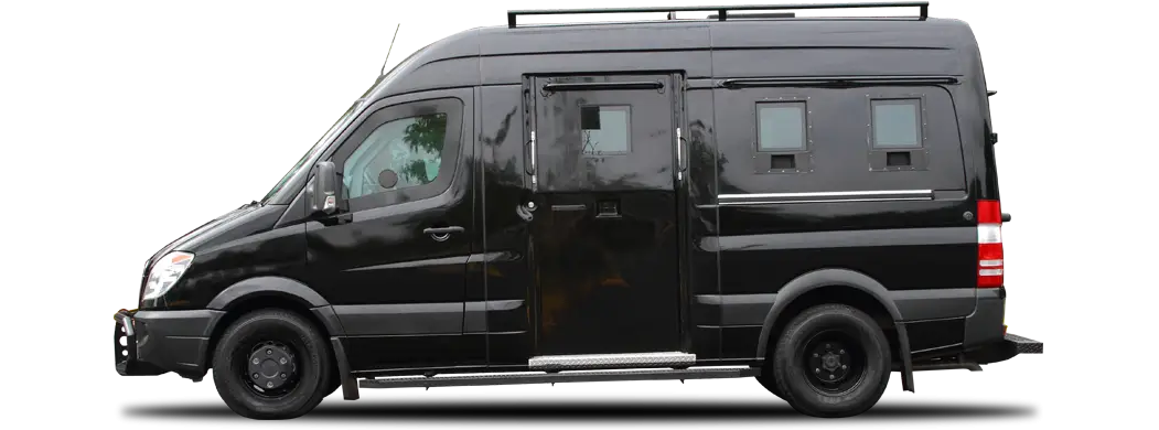 Black Armored Van for Secure Transport