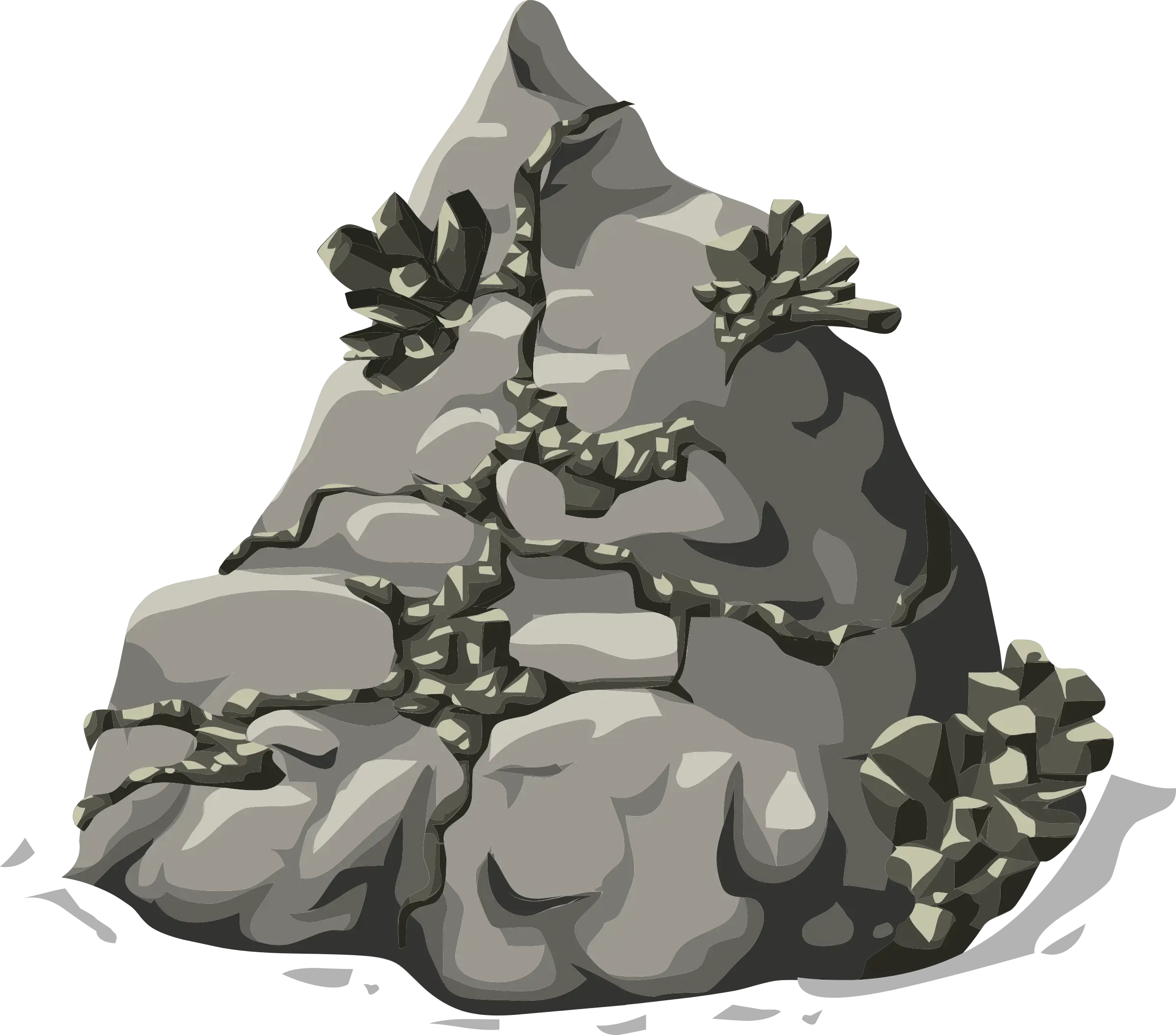 Pile of Gray Rocks with Moss Accents