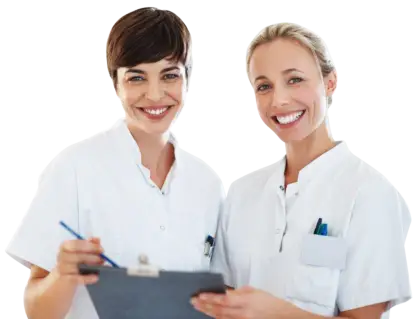 Smiling Nurses with Clipboard