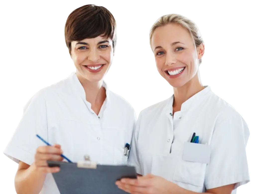 Smiling Nurses with Clipboard