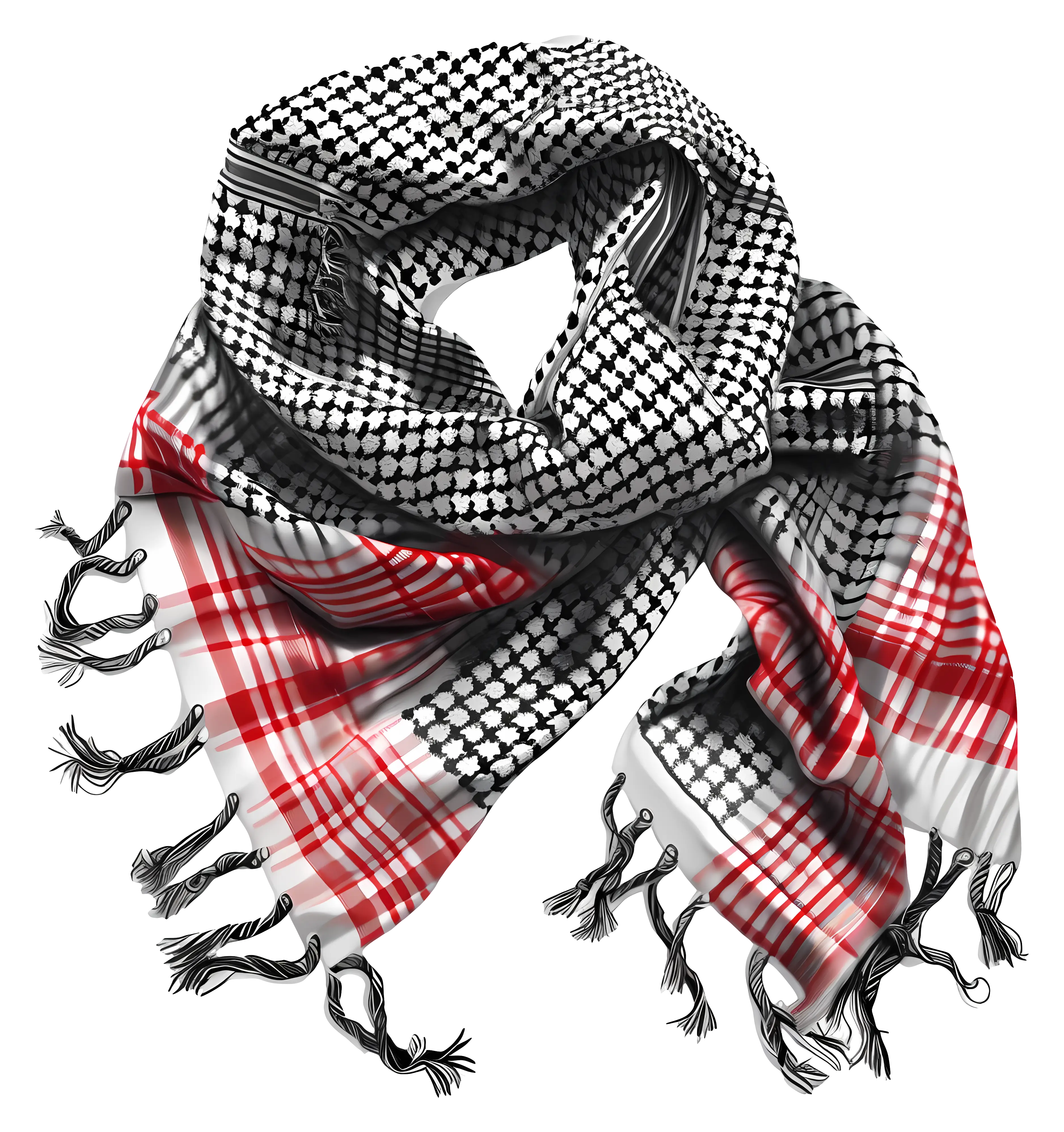 Checkered Patterned Scarf with Fringe