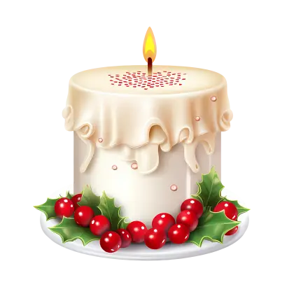 Decorative Candle with Holly for Christmas