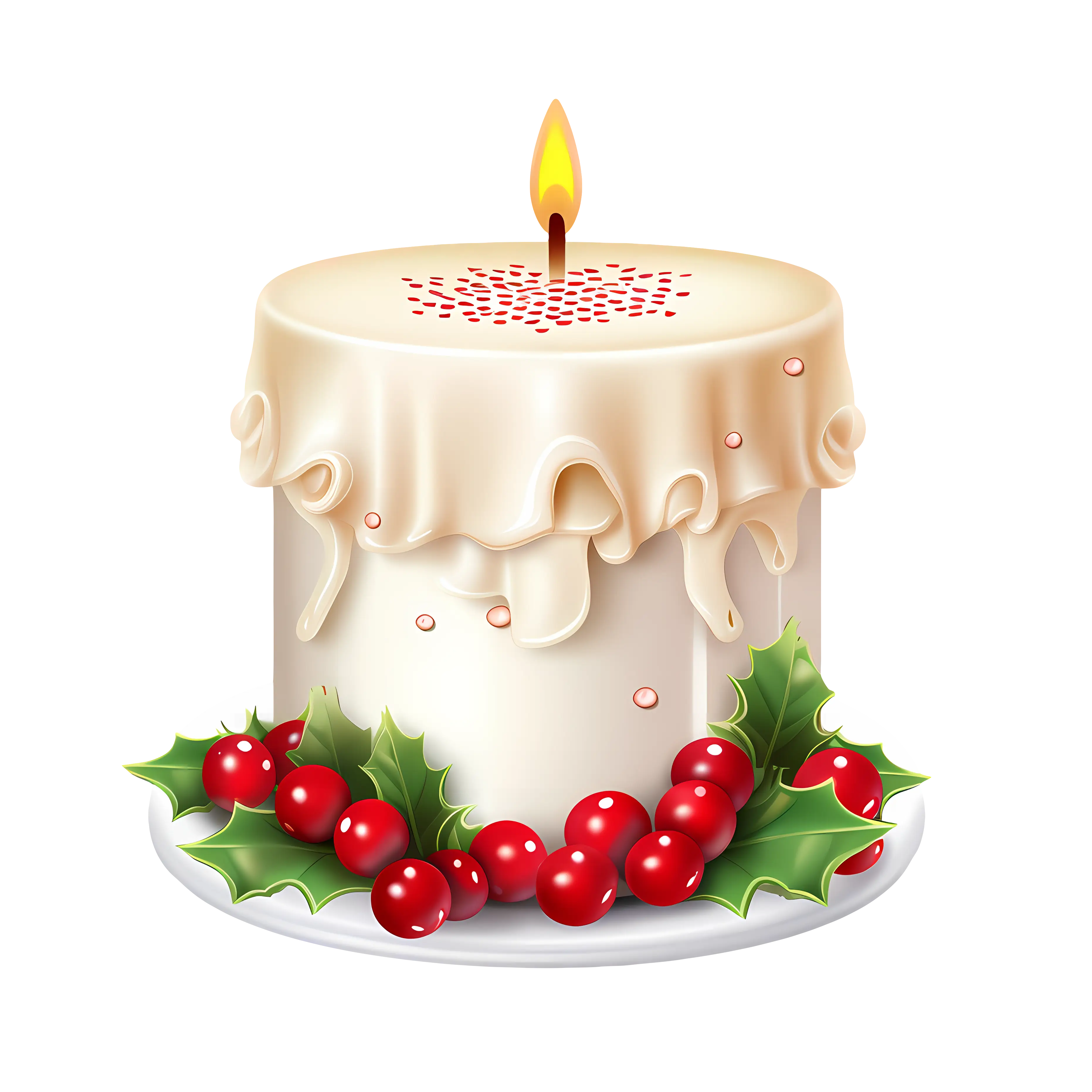 Decorative Candle with Holly for Christmas
