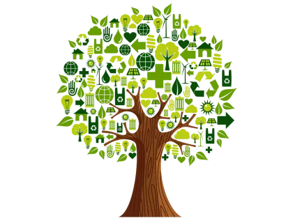 Eco Tree with Green Icons