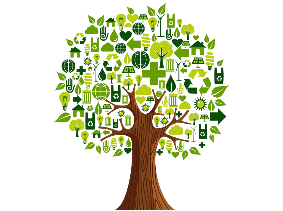 Eco Tree with Green Icons