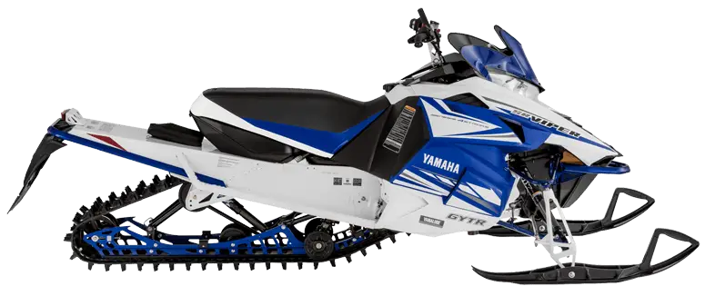 Blue and White Snowmobile