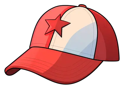 Red and White Cap with Star Design